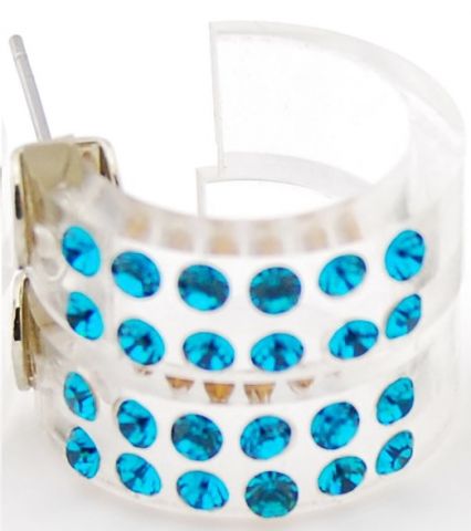 PENDIENTES ARO METACRISTAL C AZUL