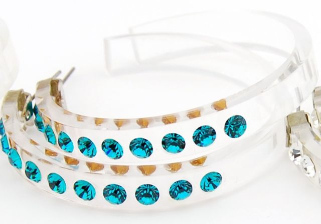 PENDIENTES ARO METACRISTAL D AZUL