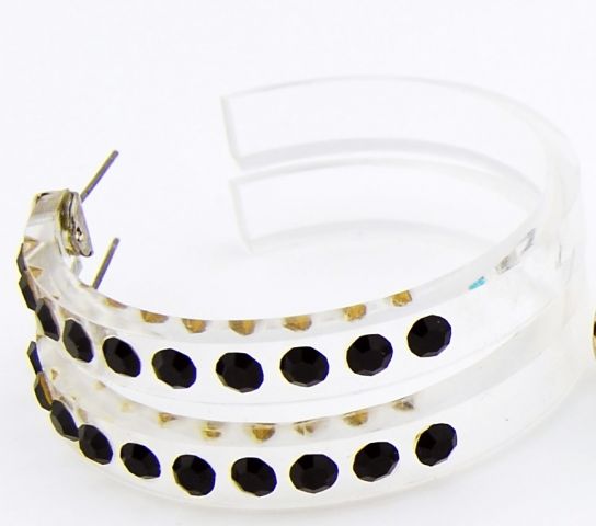 PENDIENTES ARO METACRISTAL E NEGRO