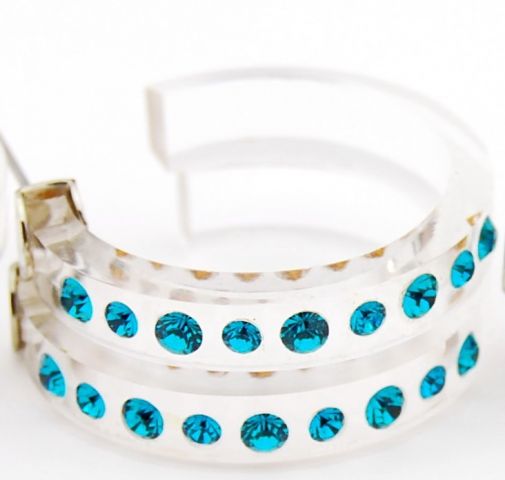 PENDIENTES ARO METACRISTAL F AZUL