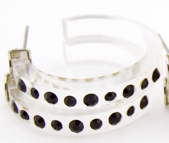 PENDIENTES ARO METACRISTAL F NEGRO