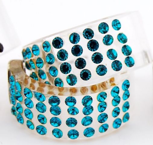 PENDIENTES ARO METACRISTAL G AZUL