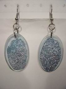 PENDIENTES BANTU AG OVAL  AZUL