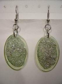 PENDIENTES BANTU AG OVAL  VERDE