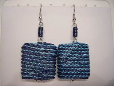 PENDIENTES PAST. HILO CUAD. AZUL