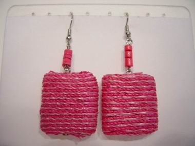 PENDIENTES PAST. HILO CUAD. ROSA