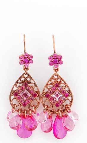 PENDIENTES OVAL ROMBO LAGR. ROSA
