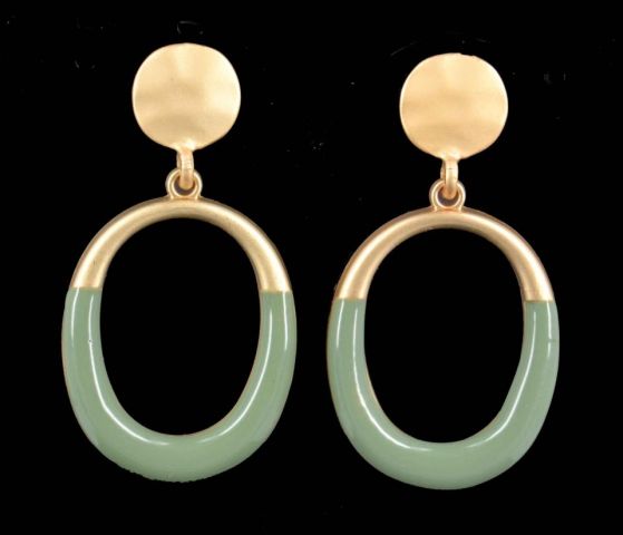 PENDIENTES OVAL ESMALT. VERDE