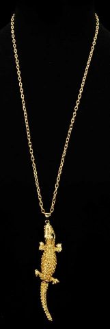COLLAR COCODRILO CRISTAL DORADO