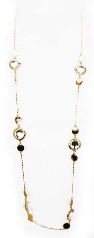 COLLAR LARGO 6 CRISTAL FACE DORADO