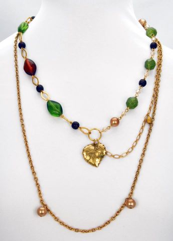 COLLAR CAD VERD MARRON HOJA DORADO