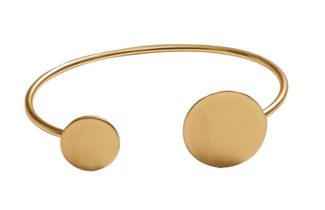 PULSERAS RIGIDA 2 CIRCULOS DORADO