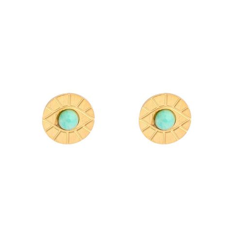 PENDIENTES ACERO RDO PIEDRA CENTRAL V CHAPADO