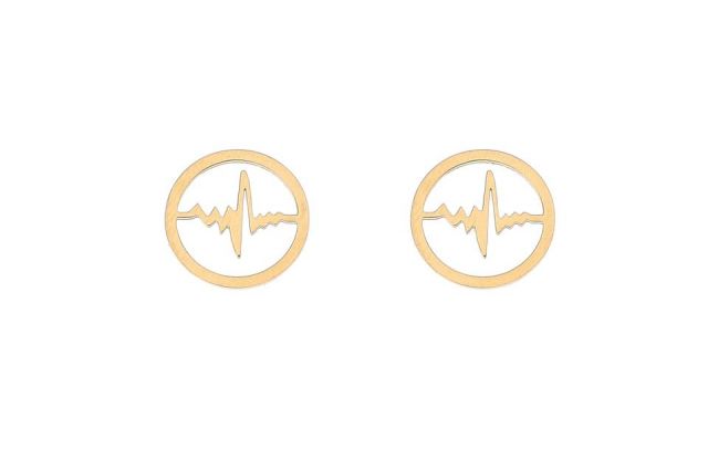 PENDIENTES ACERO CARDIO CIRCULO CHAPADO