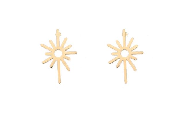 PENDIENTES ACERO SOL RAYOS IRREG. CHAPADO