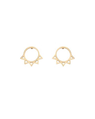 PENDIENTES ACERO CIRCULO 4 PICOS MINI DORADO