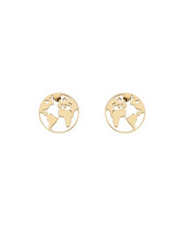 PENDIENTES ACERO MUNDO MINI DORADO