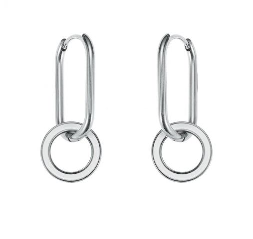 PENDIENTES ACERO ARO RECT. + CIR. BLANCO