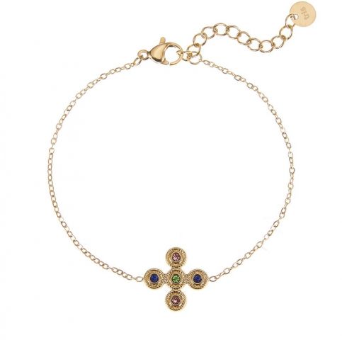 PULSERA ACERO CRUZ 3X3 CHAPADO