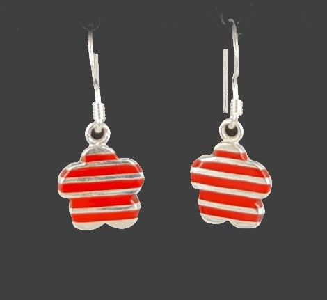 PENDIENTES AG FLOR COLG. RAYAS 2,1G ROJO